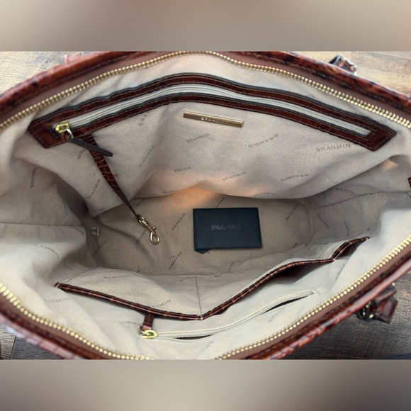 Brahmin Melbourne Asher Pecan Brown Leather Handbag Shoulder Bag Tote Purse - Picture 8 of 12